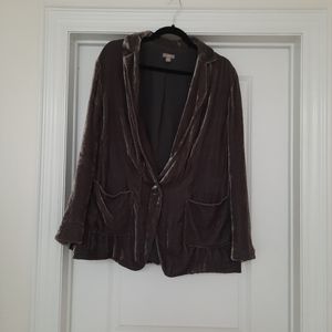 Velvet-like oversized grey/khaki blazer
